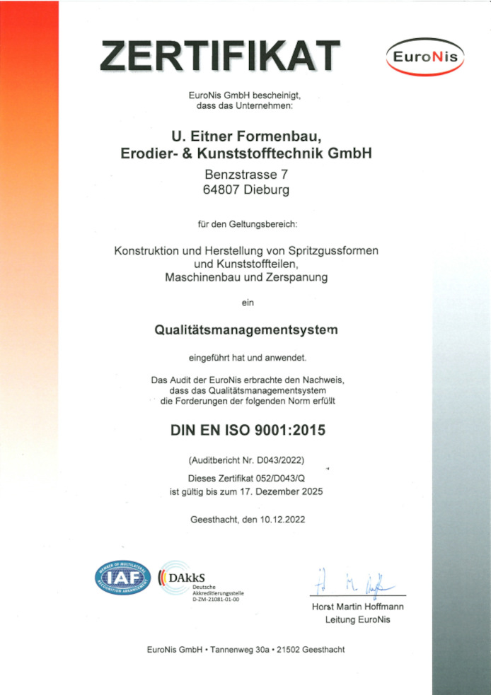 Quality management system EN ISO 9001:2015